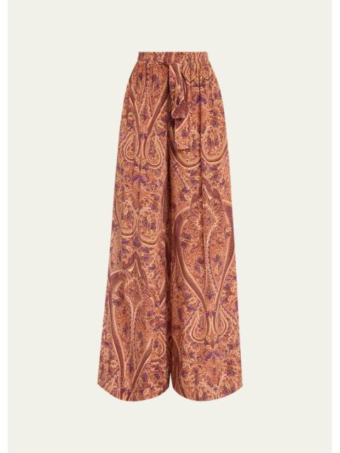 ULLA JOHNSON Sawyer High-Waist Wide-Leg Silk Pants