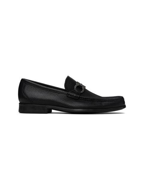 FERRAGAMO Black Gancini Ornament Loafers