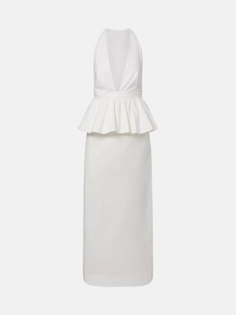 ADRIANA DEGREAS Peplum cotton maxi dress