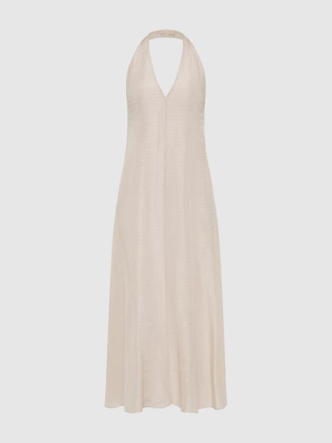 ST. AGNI Woven Check Halter Dress - Soft Ash
