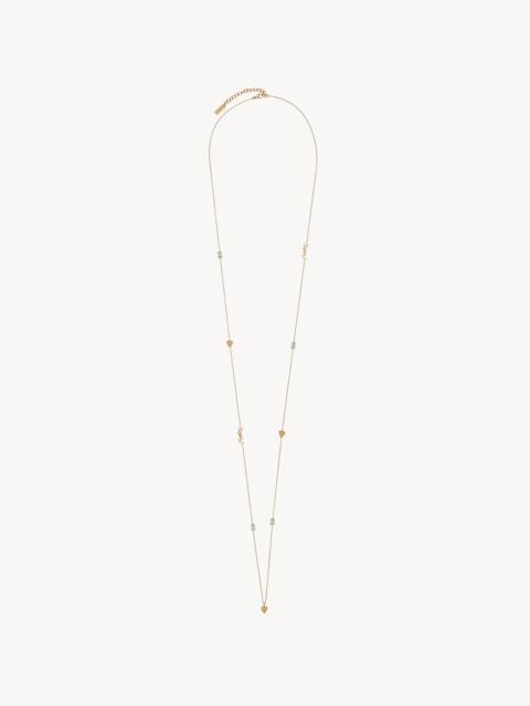 CASSANDRE, HEART AND RHINESTONE LONG NECKLACE IN METAL