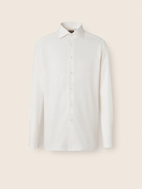 ZEGNA WHITE AND YELLOW CHECKED COTTON SHIRT