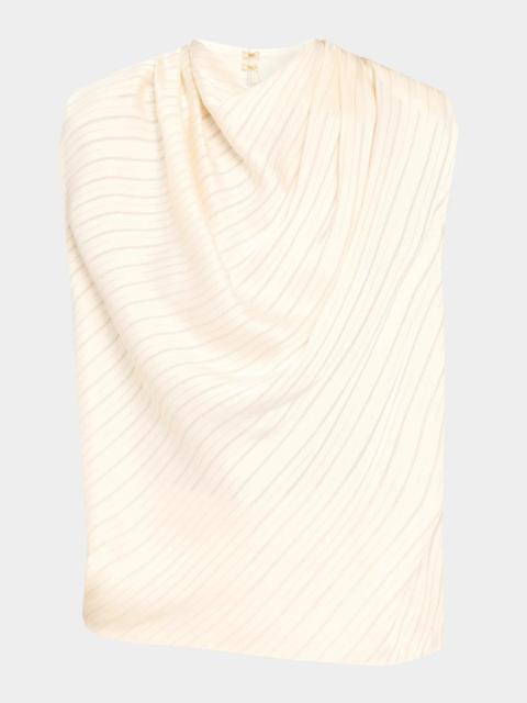 RAMY BROOK Holly Pinstriped Cowl-Neck Top