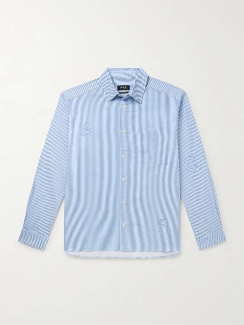 A.P.C. Logo-Print Striped Cotton Shirt