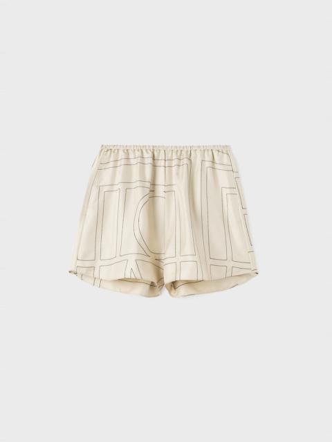 Totême Monogram silk pj shorts ivory