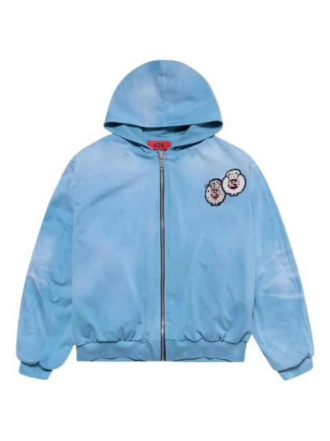 424 crest-patch zip-up hoodie