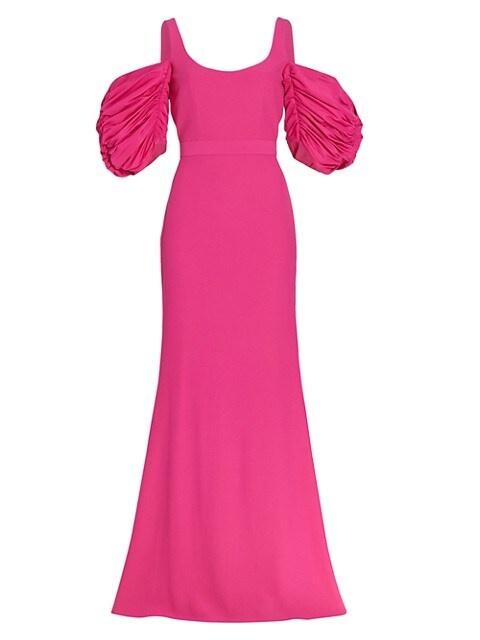 Alexander McQueen Draped Puff-Sleeve Gown