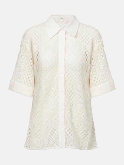 SIR. Crochet cotton-blend shirt