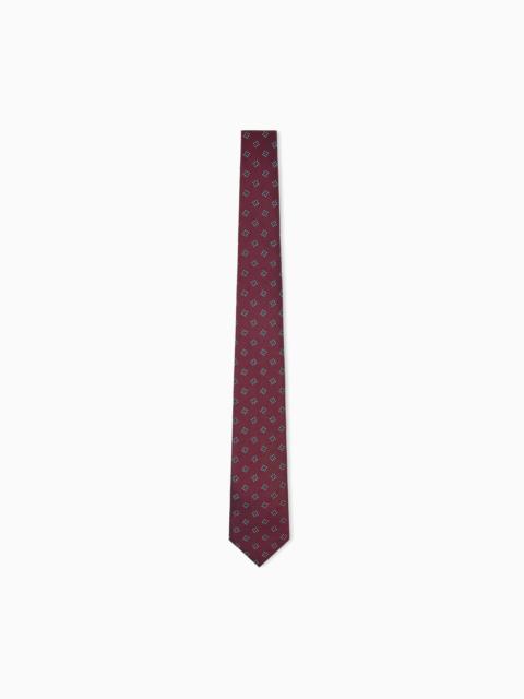 EMPORIO ARMANI SILK TIE WITH A PATTERN OF DOTS IN A DIAMOND FORMATION
