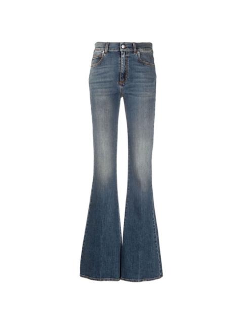 high-waisted flared jeans