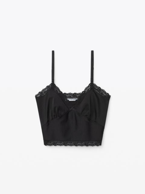 Alexander Wang crop lace cami in active stretch lycra