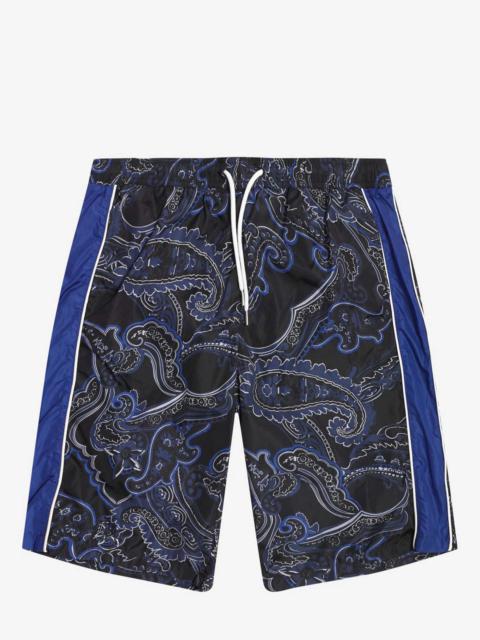 Navy Blue Paisley Print Swim Shorts