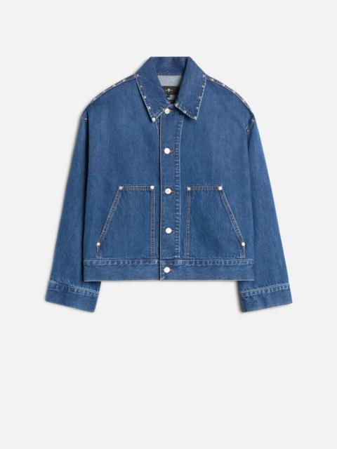 7 For All Mankind MANKIND Cropped Carpenter Jacket in Le Blue