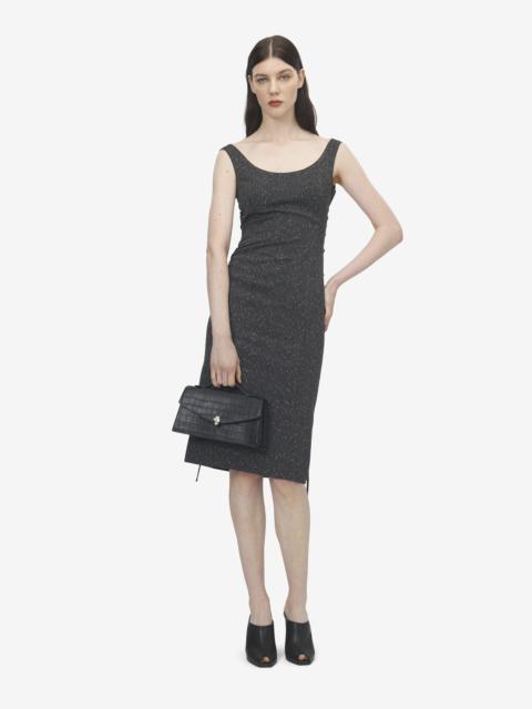 Alexander McQueen Corset Lace Flecked Pinstripe Pencil Dress