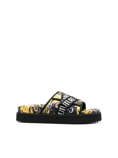 VERSACE JEANS COUTURE Barocco logo-print slides
