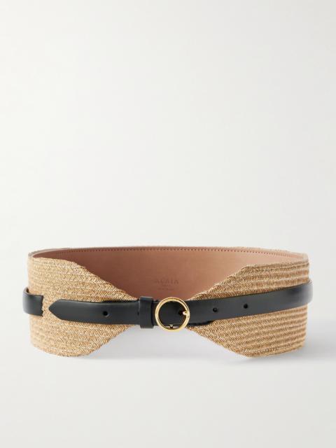 Alaïa Leather-trimmed Raffia Waist Belt