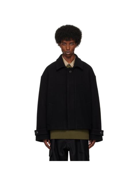 lownn Black Wool Cashmere Cropped Jacket | REVERSIBLE lownn Black Wool Cashmere Cropped Jacket | REVERSIBLE