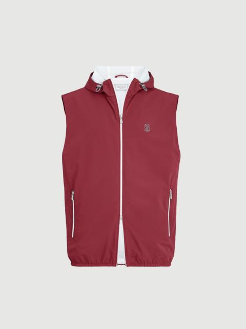 Brunello Cucinelli Bonded nylon hooded vest with logo