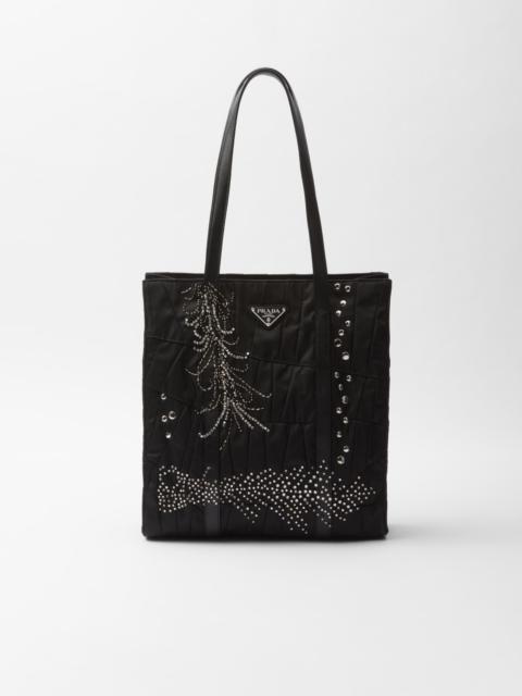 Medium Re-Nylon patchwork tote bag with embroidery