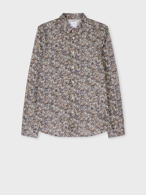 Paul Smith Tailored-Fit Khaki 'Textured Floral' Print Shirt
