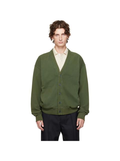 JW Anderson Green Garment-Dyed Cardigan