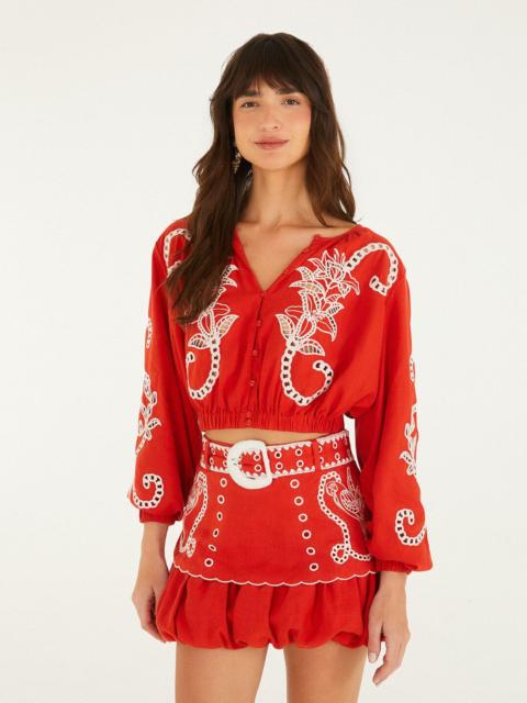 FARM RIO Red Richelieu Lenzing Ecovero Euroflax Blouse