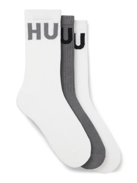 HUGO THREE-PACK OF SHORT-LENGTH SOCKS WITH CONTRAST LOGOS