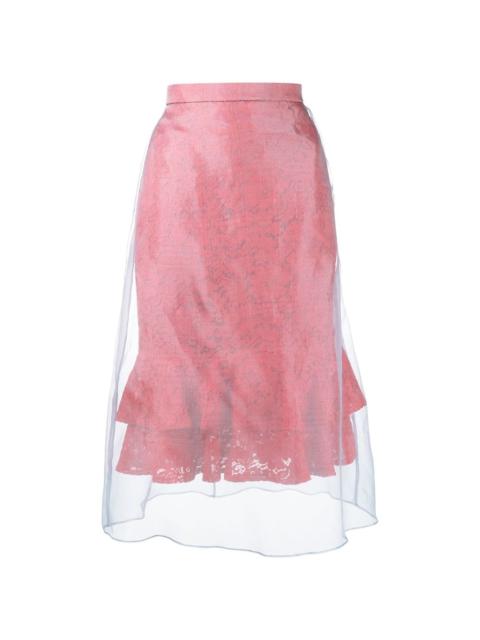 UNDERCOVER tulle-overlay lace skirt