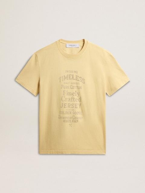 Golden Goose Men's cotton T-shirt in pale yellow with faded lettering