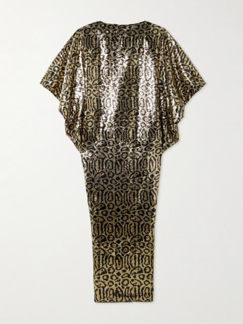 Taller Marmo Ruman Animal-print Sequined Mesh Gown