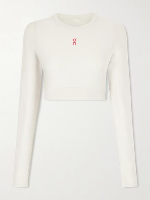 On Year Of The Horse Cropped Mesh-trimmed Stretch Recycled Top