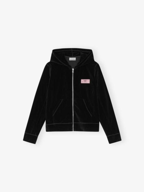 GANNI HEAVY VELOUR ZIP HOODIE