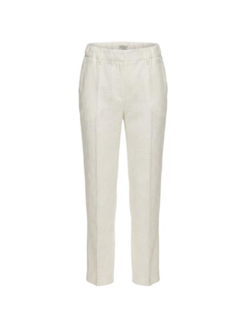 Brunello Cucinelli elasticated-waistband linen trousers