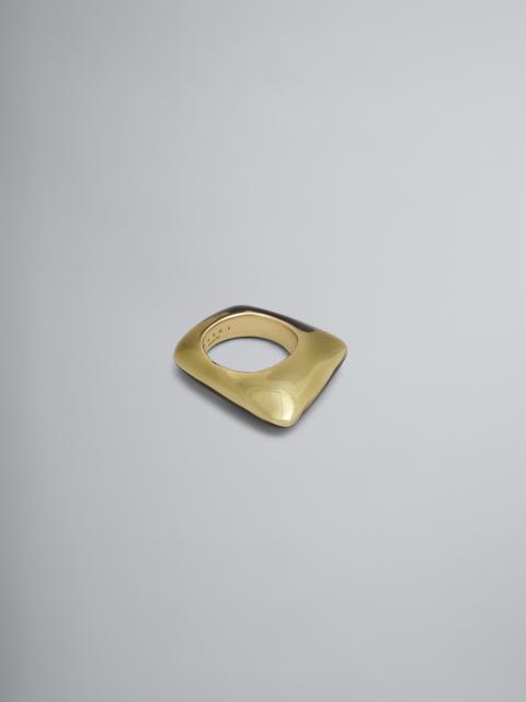 Marni METAL TRAPEZE RING COVERED WITH TRANSPARENT GREEN ENAMEL