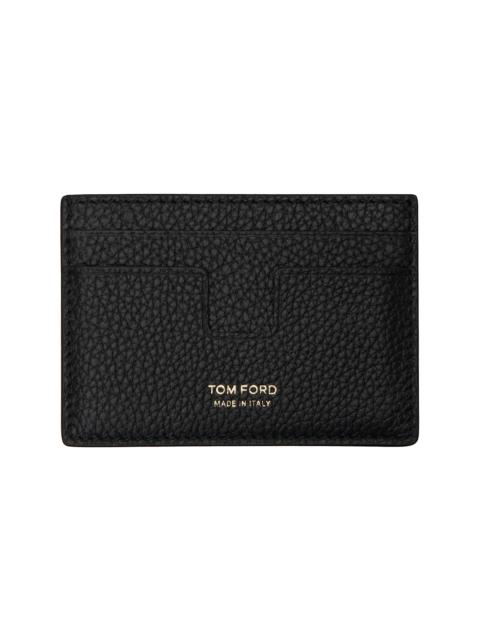 TOM FORD Black Soft Grain Leather Money Clip Card Holder