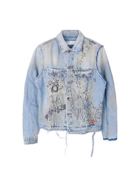 Off-White Men's Off-White Graffiti Denim Blue Jacket OMYE049F193860441428