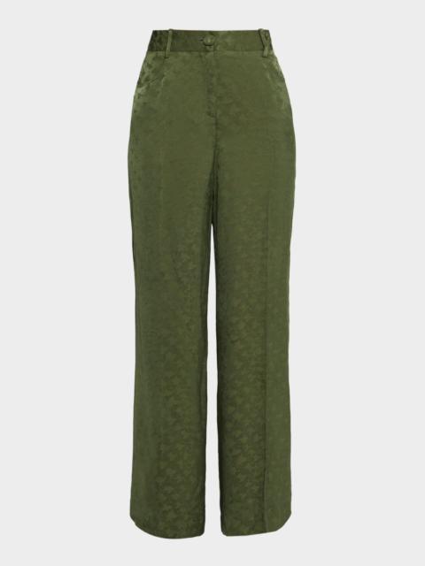 SILVIA TCHERASSI Emine Satin Jacquard Wide-Leg Pants