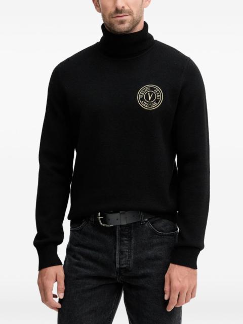 VERSACE JEANS COUTURE logo-embroidered roll-neck sweater