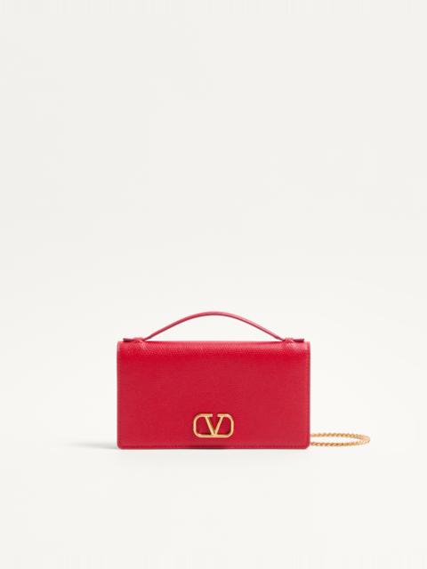 Valentino VLOGO SIGNATURE GRAINY CALFSKIN WALLET WITH CHAIN