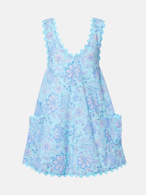 juliet dunn Floral scalloped cotton minidress