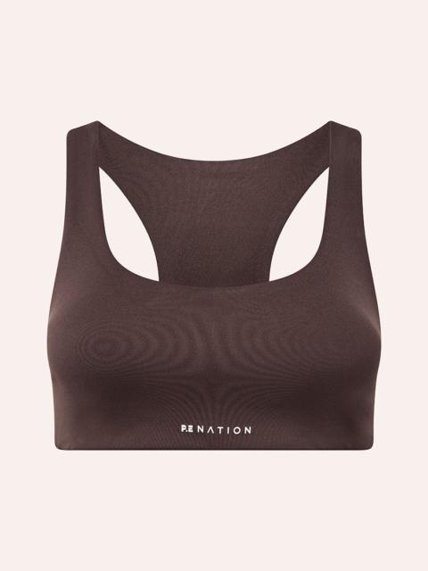 P.E NATION SIGNATURE SCOOP SPORTS BRA IN DARK PLUM