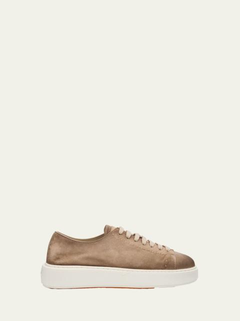 Santoni Clean Icon Suede Low-Top Sneakers