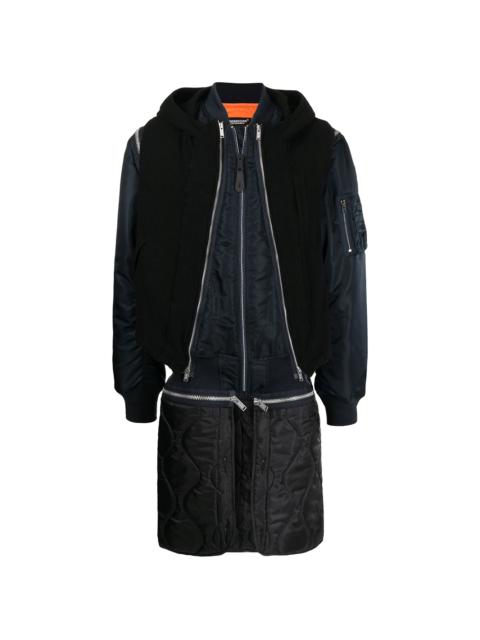 zip-up padded layered coat