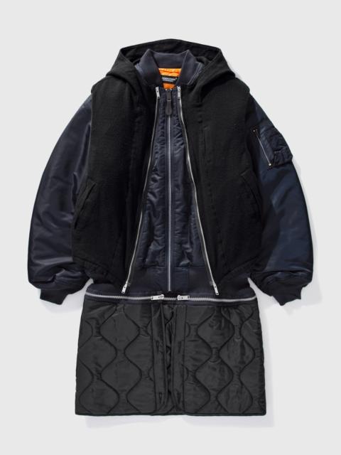 UNDERCOVER zip-up padded layered coat