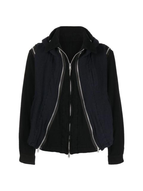 zipped panels hooded jacket