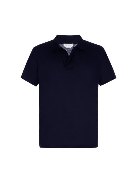 GABRIELA HEARST Jaime Short Sleeve Polo in Dark Navy Cotton