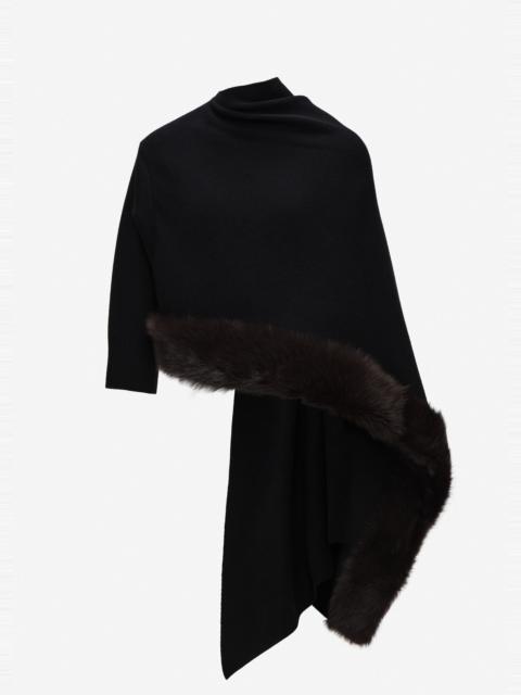 MAGDA BUTRYM Faux fur-trim knit cape in black
