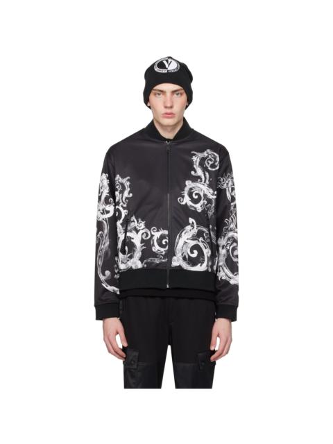 VERSACE JEANS COUTURE Black Watercolor Couture Bomber Jacket