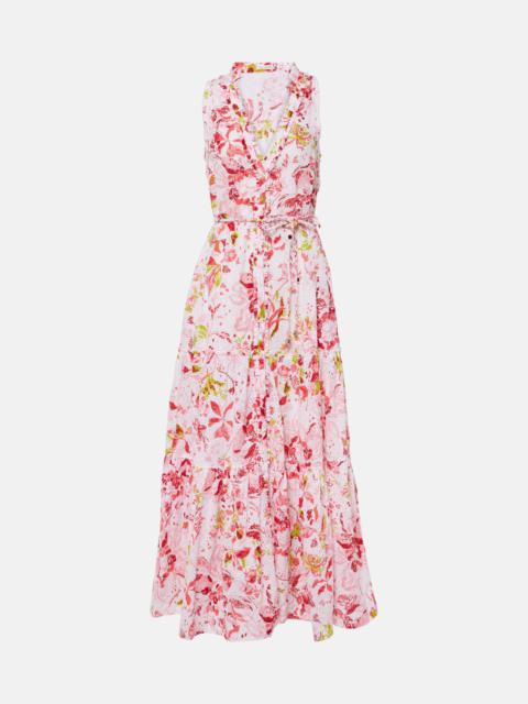 Poupette St Barth Nana floral tiered cotton maxi dress