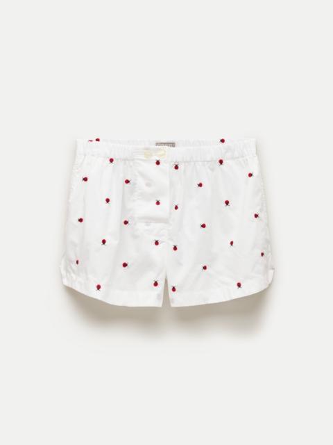 J.CREW Ladybug embroidered boxer short in cotton poplin